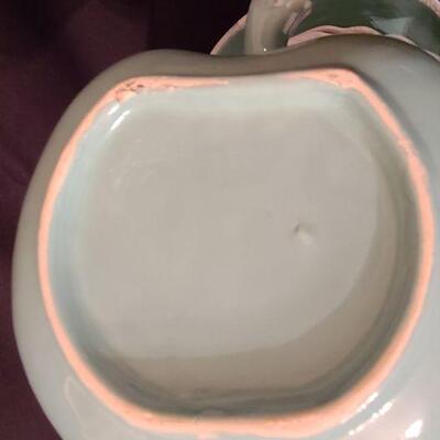 Lot 127: Vintage Teal Apple Pottery Bowl Set