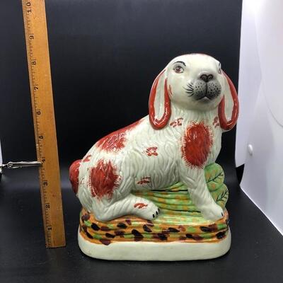 Vintage Staffordshire Russet Red & White Spotted Rabbit Figurine
