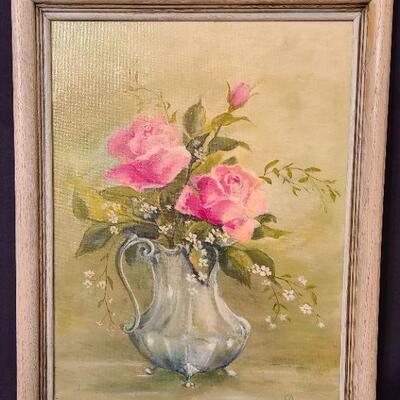 Lot 132: Signed Painting & Lefton Handpainted Server