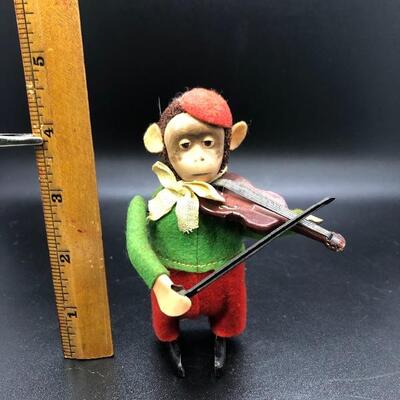 Vintage Schuco Monkey Playing the Violin Figurine Wind Up Toy Germany