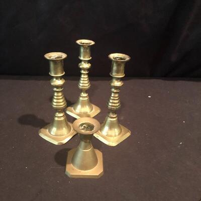 Lot 198 - Brass Candlestick Holders & More