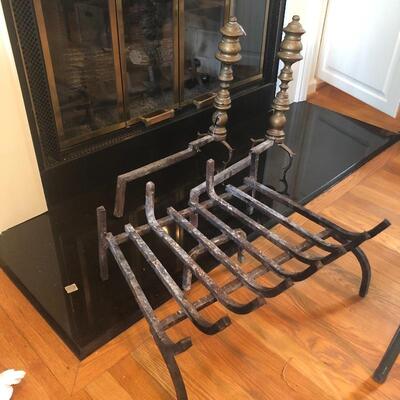 Lot 199 - Fireplace Andirons & Grate