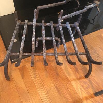 Lot 199 - Fireplace Andirons & Grate