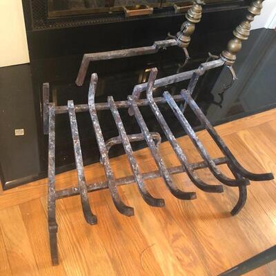 Lot 199 - Fireplace Andirons & Grate