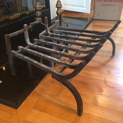 Lot 199 - Fireplace Andirons & Grate