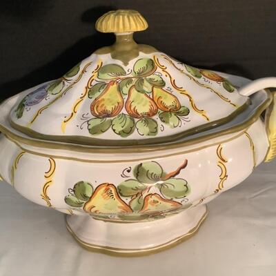 A1004 Italian Pottery Soup Tureen with Ladle