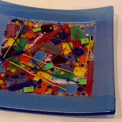 Lot 216 - Beautiful Fused Glass Plate and Framed Art