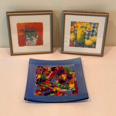 Lot 216 - Beautiful Fused Glass Plate and Framed Art