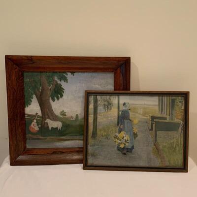 Lot 218 - Two Framed Pieces of Farmhouse Art