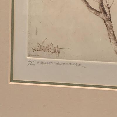 Lot 224 - Sandy Scott Etching â€œMallards Thru the Timberâ€, Signed and Numbered 
