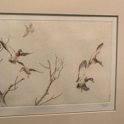 Lot 224 - Sandy Scott Etching â€œMallards Thru the Timberâ€, Signed and Numbered 