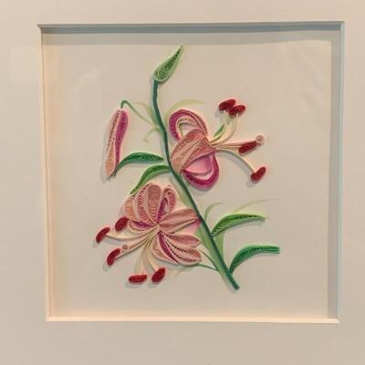 Lot 225 - Gorgeous Etched Glass, Framed Quilled Art, and More