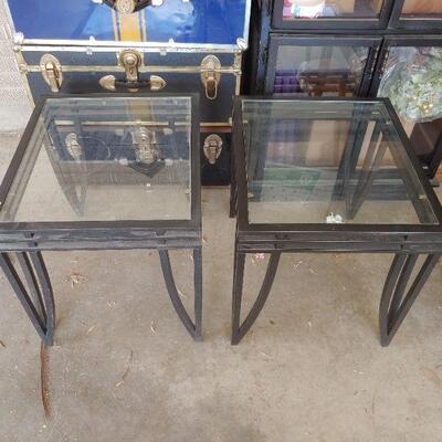 2 Glass and Metal end tables