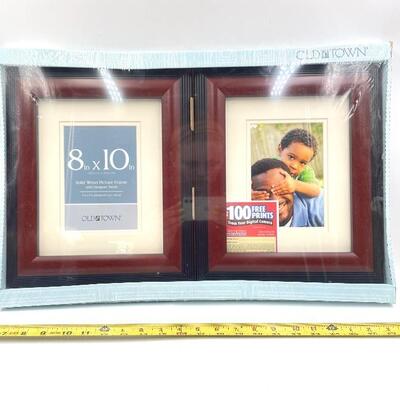 SOLID WOOD BROWN AND BLACK PICTURE FRAMES SET OF 2