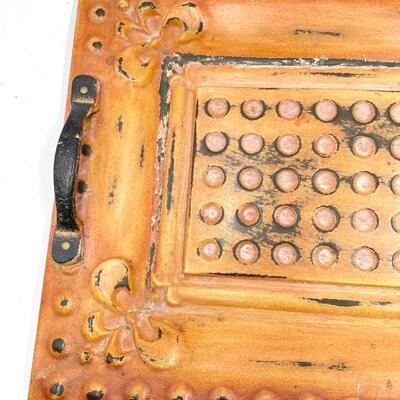 RUSTIC METAL TRAY WITH HANDLES