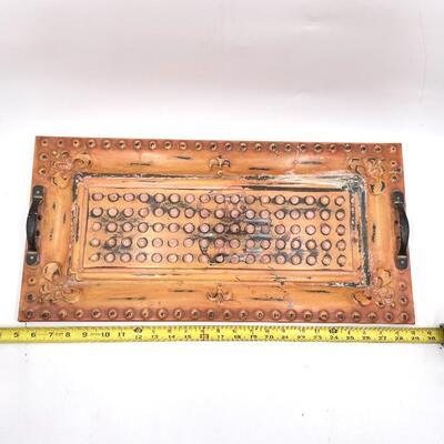RUSTIC METAL TRAY WITH HANDLES