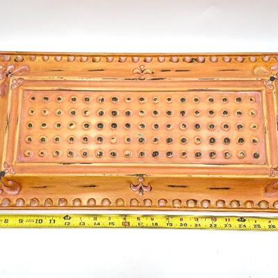 RUSTIC METAL TRAY WITH HANDLES
