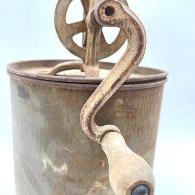 VINTAGE PRIMITIVE METAL BUTTER CHURN