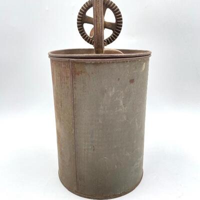 VINTAGE PRIMITIVE METAL BUTTER CHURN