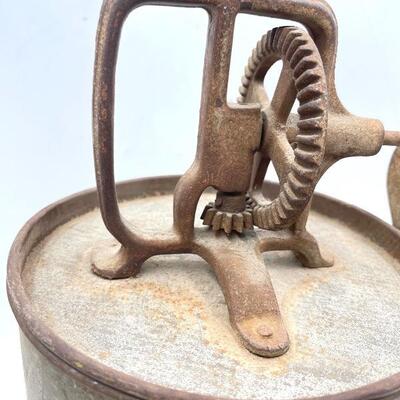 VINTAGE PRIMITIVE METAL BUTTER CHURN