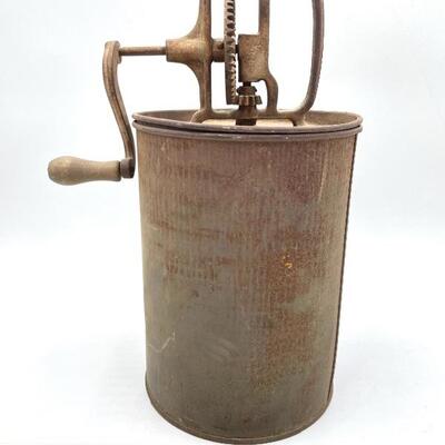 VINTAGE PRIMITIVE METAL BUTTER CHURN