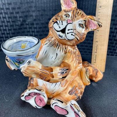 blue sky clayworks ceramic orange cat by Heather Goldminc. 2000