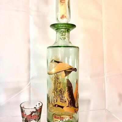 Vintage Old Fitzgerald Kentucky Bourbon Decanter & Shot Glass