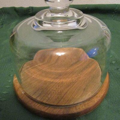  #5 Glass dome and wooden cheese cutting board