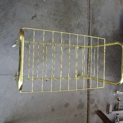 #35 Vintage Gold metal cart with wheels