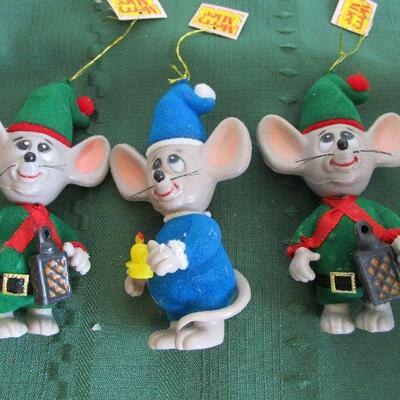 #55 Three Jasco Merry Mice ornaments, New with tags