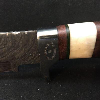 Custom Crafted Steel Damascus 9.5" Blade Knife M. Jernigan Gastonia, NC