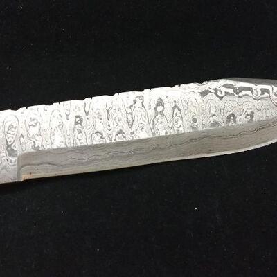 Custom Crafted Steel Damascus 10.5" Blade Hunter Knife with Antler and Brass Handle Includes Sheath
