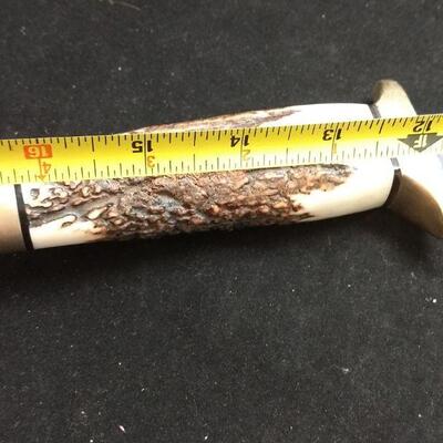 Puma Steel 12" Blade Knife with Antler and Brass Handle Includes Sheath