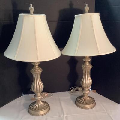 A1009 Pair of Silver Painted Table Lamps