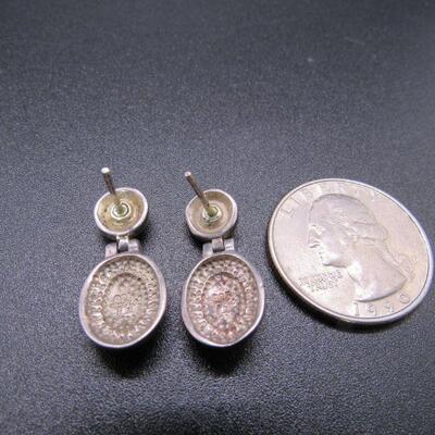 Small 925 Sterling Silver & Hematite Drop Dangle Earrings