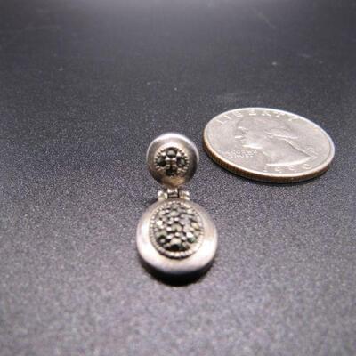 Small 925 Sterling Silver & Hematite Drop Dangle Earrings