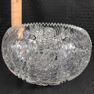 ABP Sawtooth Edge Cut Crystal Serving Fruit Bowl Star & Diamond