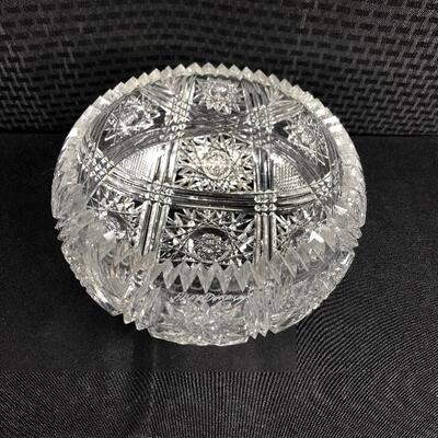 ABP Sawtooth Edge Cut Crystal Serving Fruit Bowl Star & Diamond