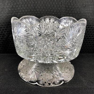 Vintage ABP Scalloped Pedestal Trifle Dish Bowl Stars Pinwheels Swirls