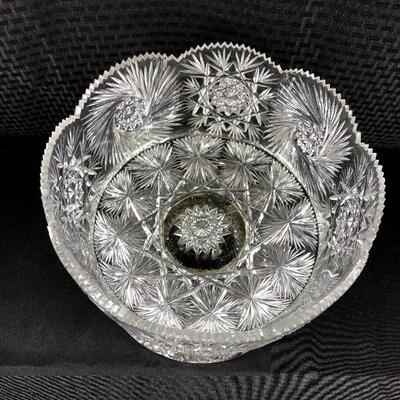 Vintage ABP Scalloped Pedestal Trifle Dish Bowl Stars Pinwheels Swirls