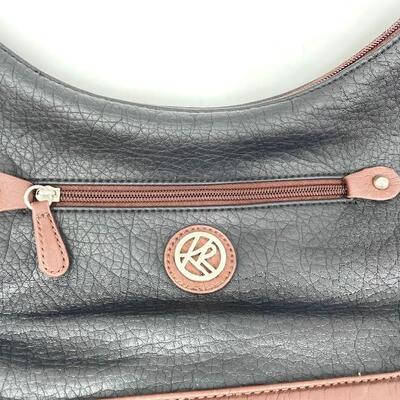 BLACK AND BROWN HANDBAG