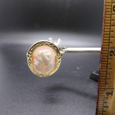 Pale Pink Rose Cameo Pin Brooch