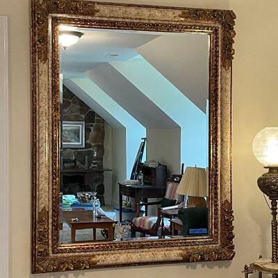 Lot 18 - Large Vintage Mirror and Lamp with Attached Table