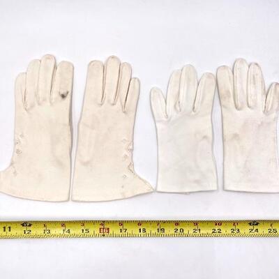 VINTAGE WOMENS COTTON GLOVES - SIZE 6.5 & 7.5