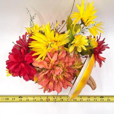 CERAMIC PUMPKIN VASE WITH FAUX FLOWERS