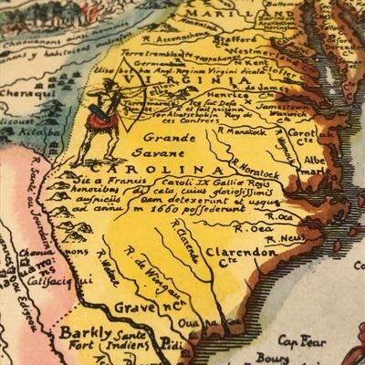 Lot 242 - Framed Map of America Circa 1695