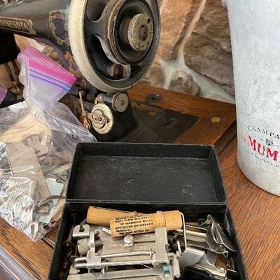 Lot 22 - Antique Minnesota Sewing Machine Ensemble