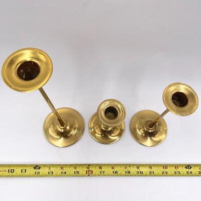 HALLMARK BRASS CANDLESTICKS SET OF 3