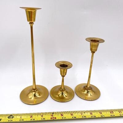HALLMARK BRASS CANDLESTICKS SET OF 3