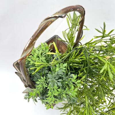 FAUX GREENERY IN METAL VASE